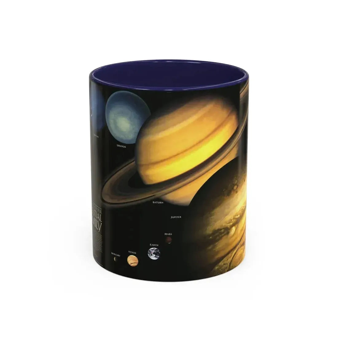 Space - The Solar System - Our Celestial Family (1990) (Map) Accent Coffee Mug 11oz Navy - Go Mug Yourself