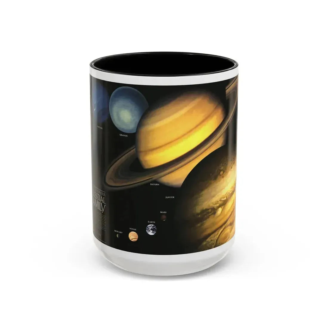 Space - The Solar System - Our Celestial Family (1990) (Map) Accent Coffee Mug 15oz Black - Go Mug Yourself