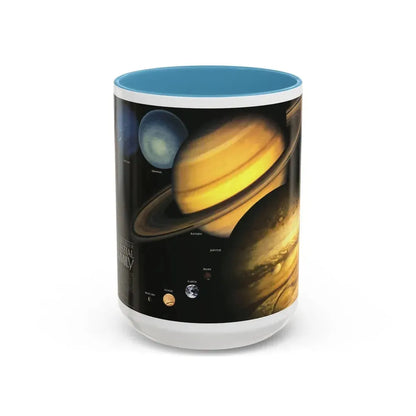 Space - The Solar System - Our Celestial Family (1990) (Map) Accent Coffee Mug 15oz Light Blue - Go Mug Yourself