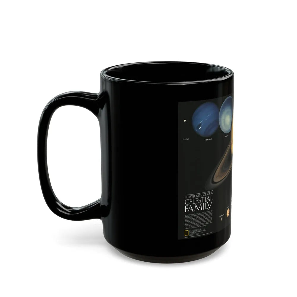 Space - The Solar System - Our Celestial Family (1990) (Map) Black Coffee Mug-Go Mug Yourself