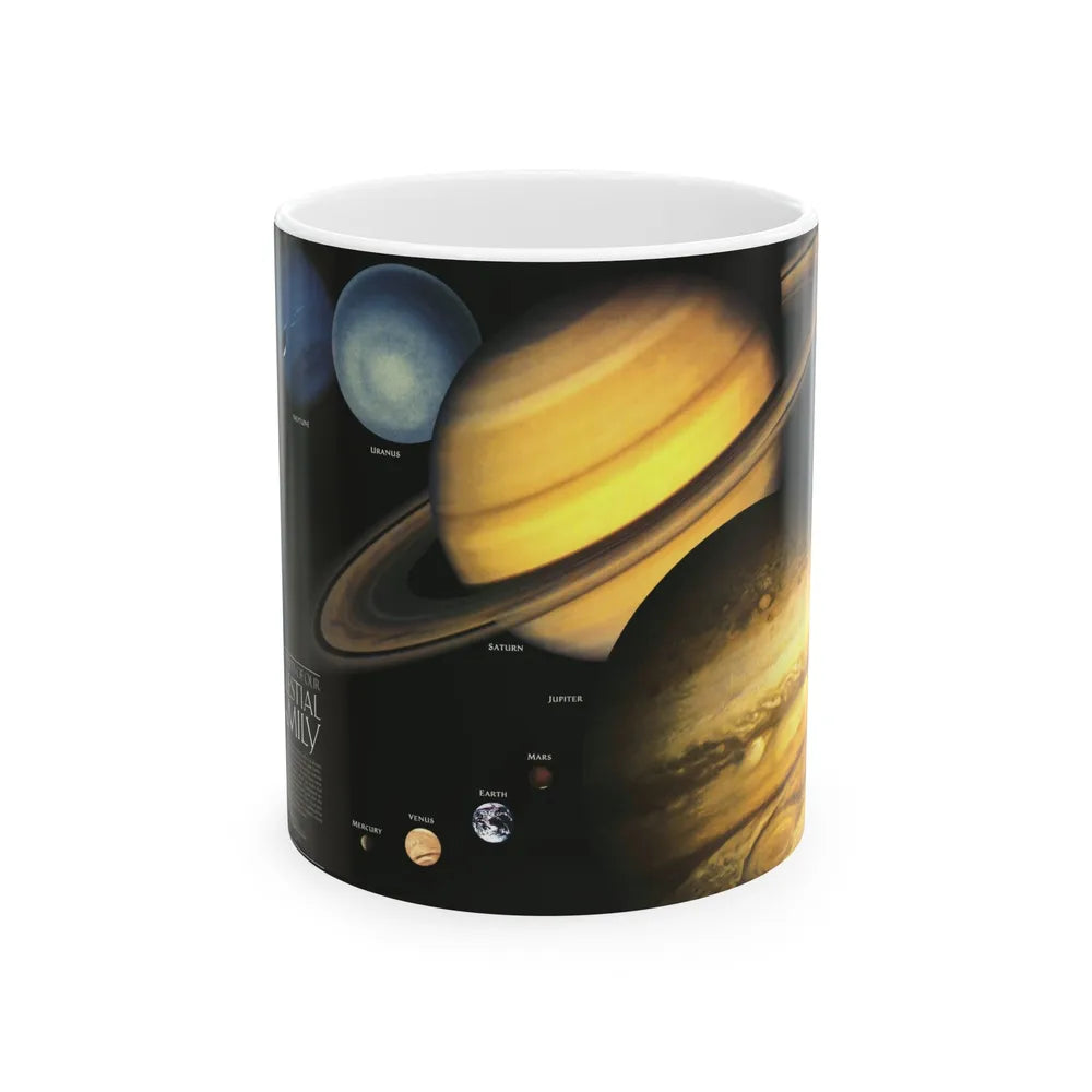 Space - The Solar System - Our Celestial Family (1990) (Map) White Coffee Mug-11oz-Go Mug Yourself