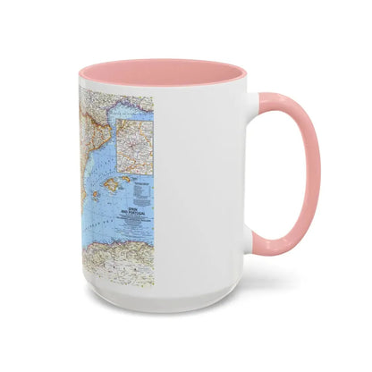 Spain and Portugal (1965) (Map) Accent Coffee Mug - Go Mug Yourself