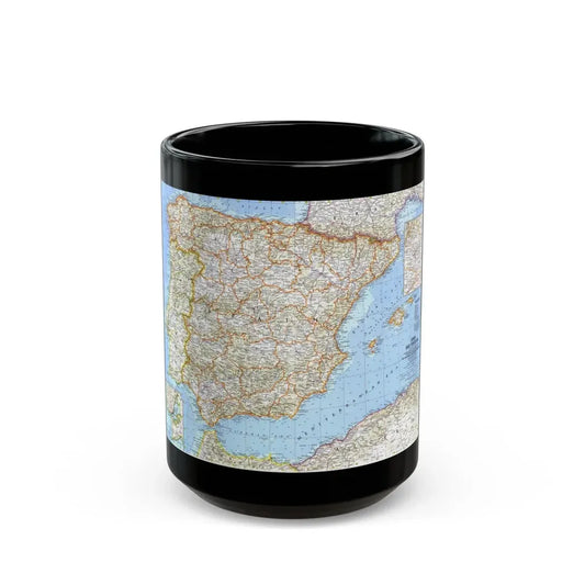 Spain and Portugal (1965) (Map) Black Coffee Mug 15oz - Go Mug Yourself