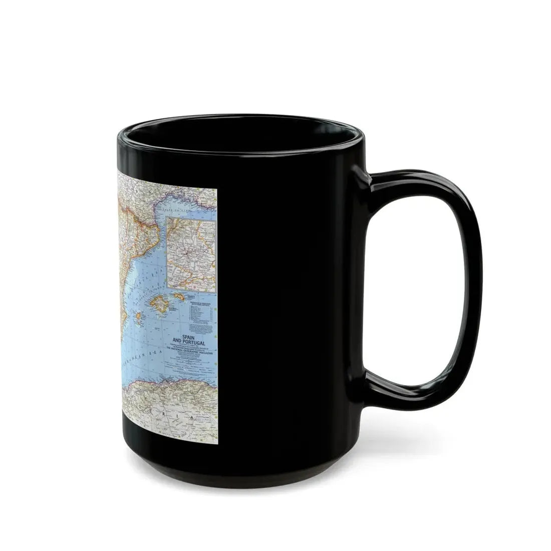 Spain and Portugal (1965) (Map) Black Coffee Mug - Go Mug Yourself