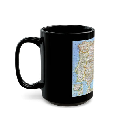 Spain and Portugal (1965) (Map) Black Coffee Mug-Go Mug Yourself