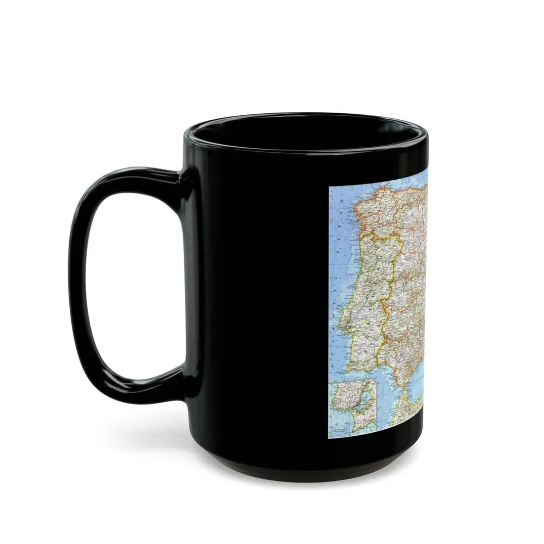 Spain and Portugal (1965) (Map) Black Coffee Mug - Go Mug Yourself