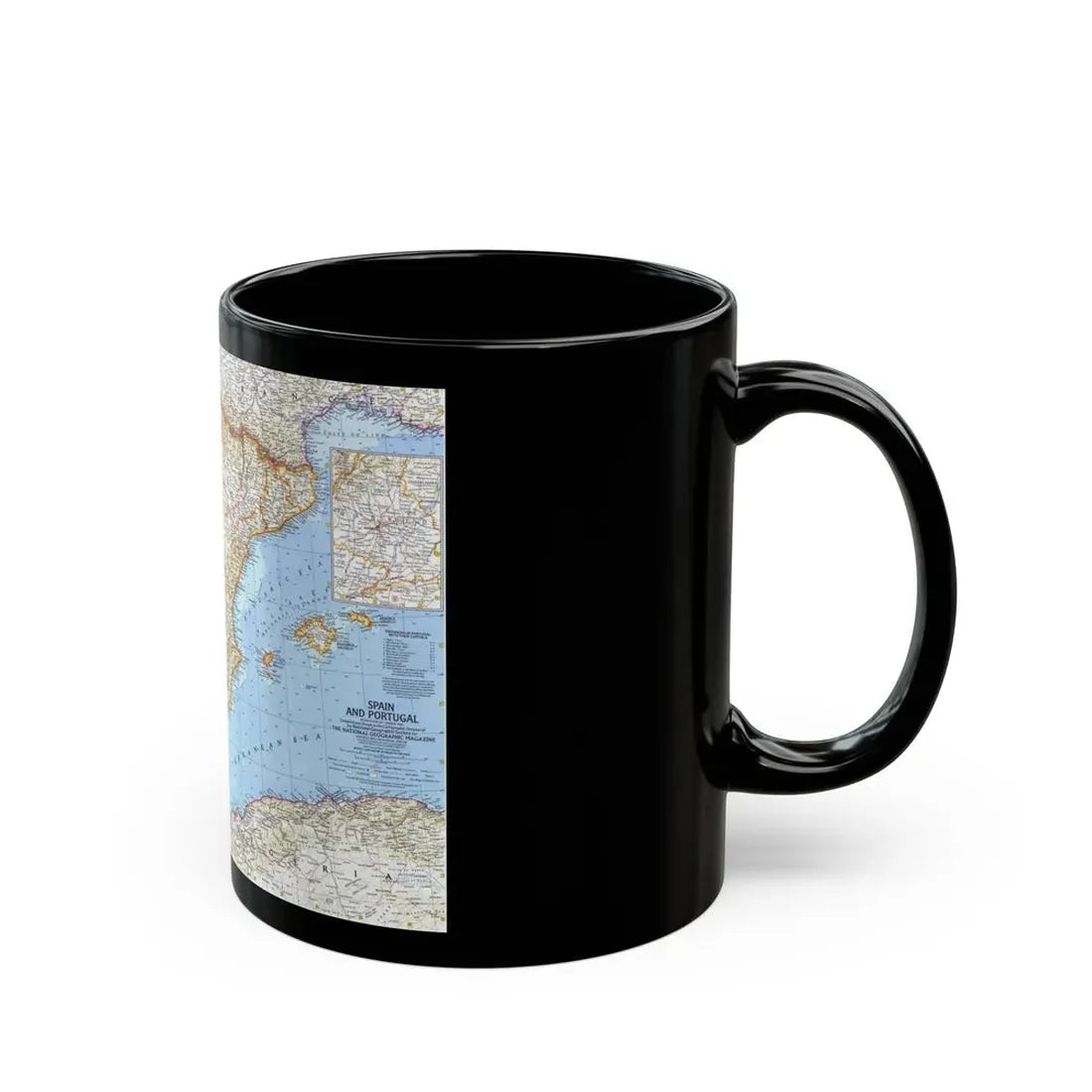 Spain and Portugal (1965) (Map) Black Coffee Mug - Go Mug Yourself