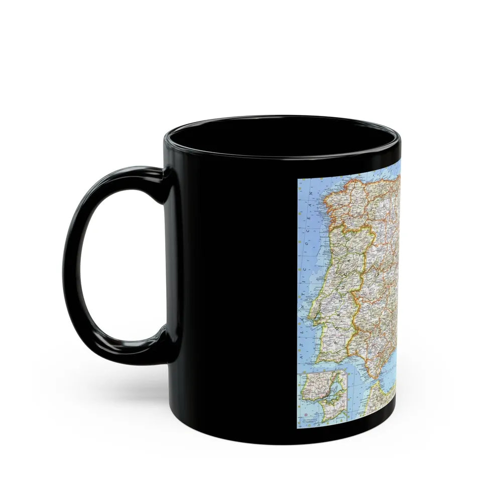 Spain and Portugal (1965) (Map) Black Coffee Mug-Go Mug Yourself