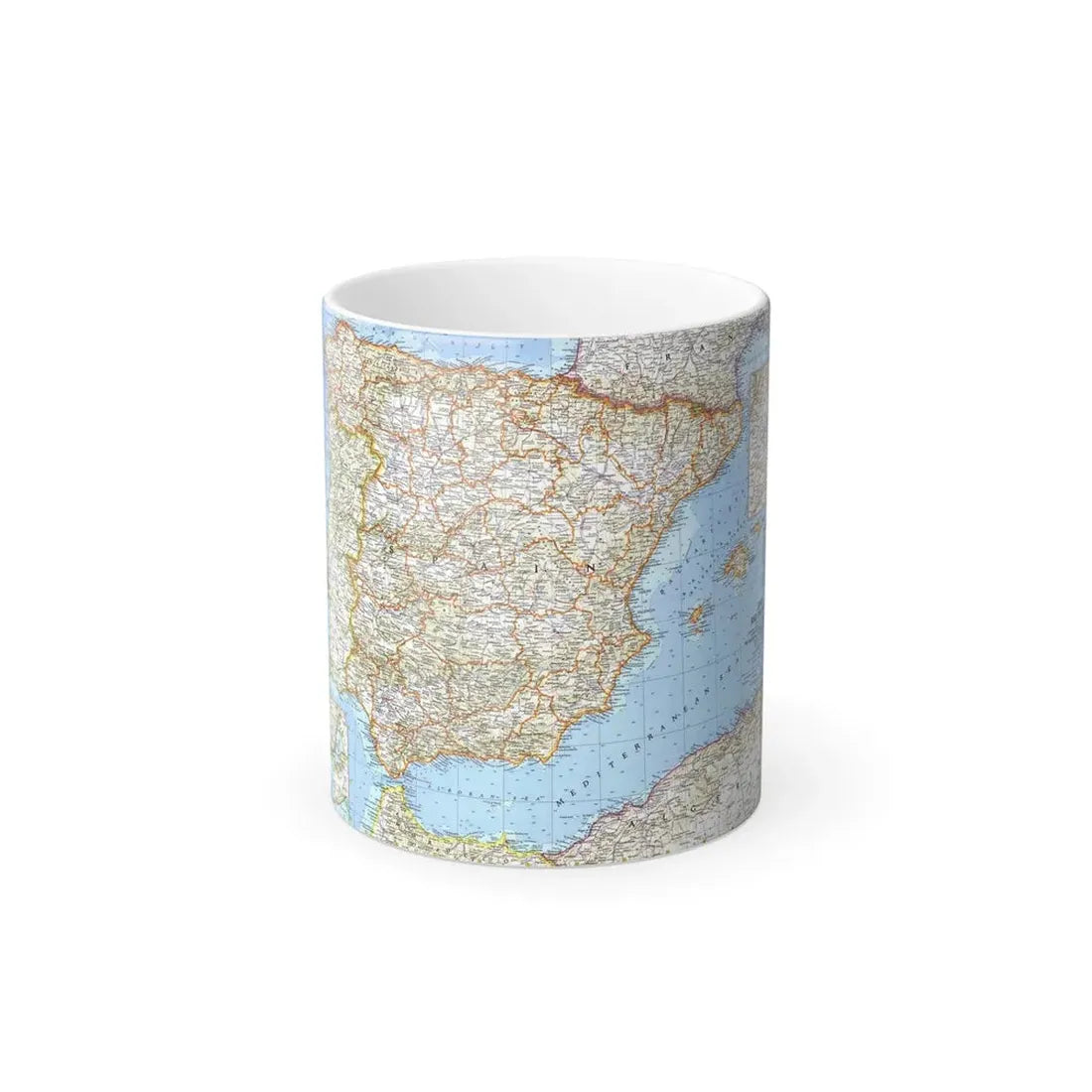 Spain and Portugal (1965) (Map) Color Changing Mug 11oz Default Title 11oz - Go Mug Yourself