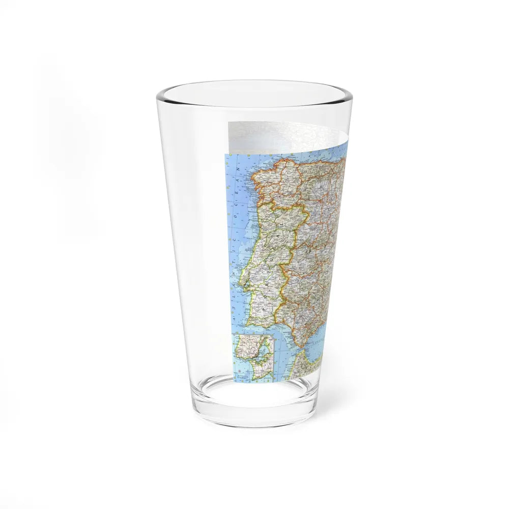 Spain and Portugal (1965) (Map) Pint Glass 16oz-Go Mug Yourself