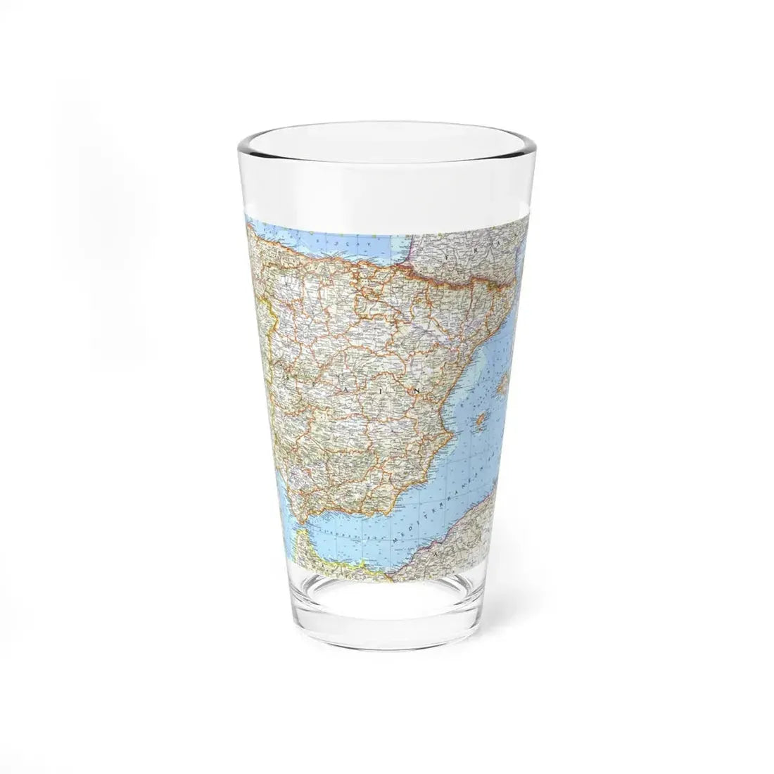 Spain and Portugal (1965) (Map) Pint Glass 16oz - Go Mug Yourself