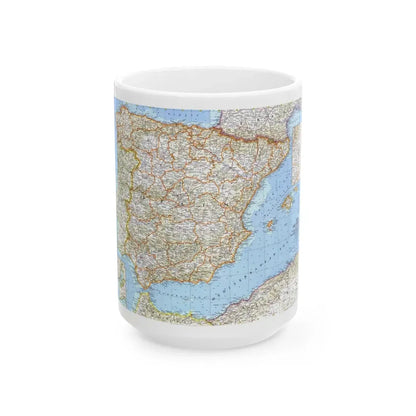 Spain and Portugal (1965) (Map) White Coffee Mug 15oz - Go Mug Yourself