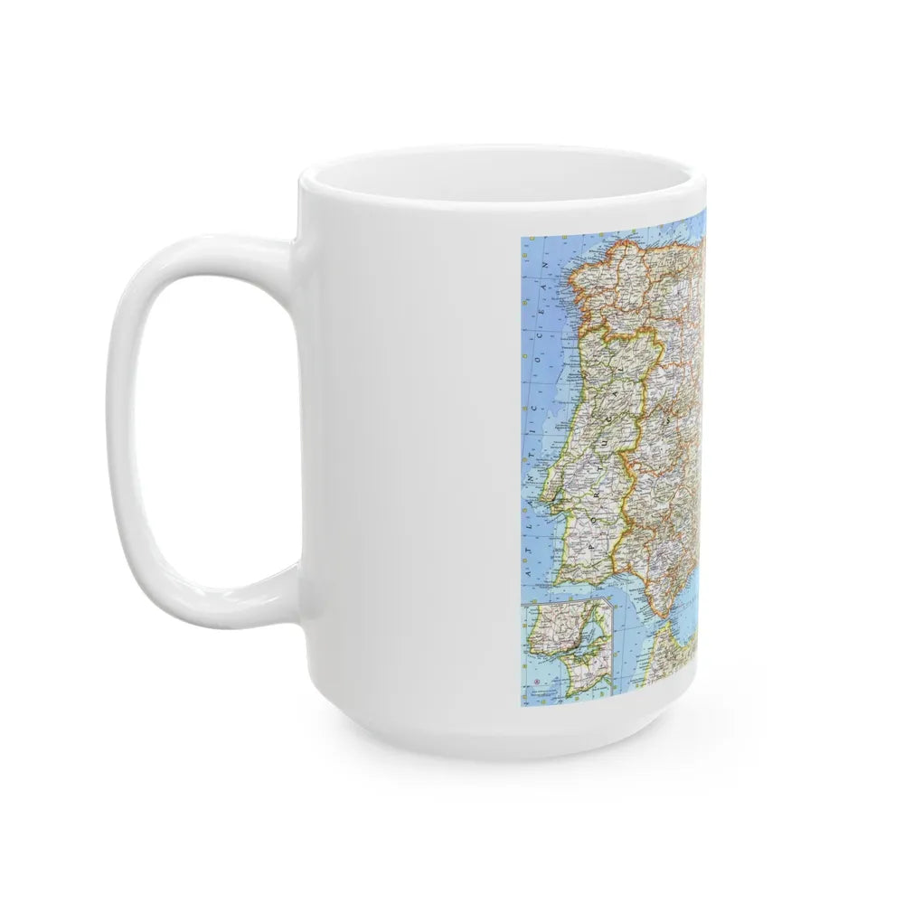 Spain and Portugal (1965) (Map) White Coffee Mug-Go Mug Yourself