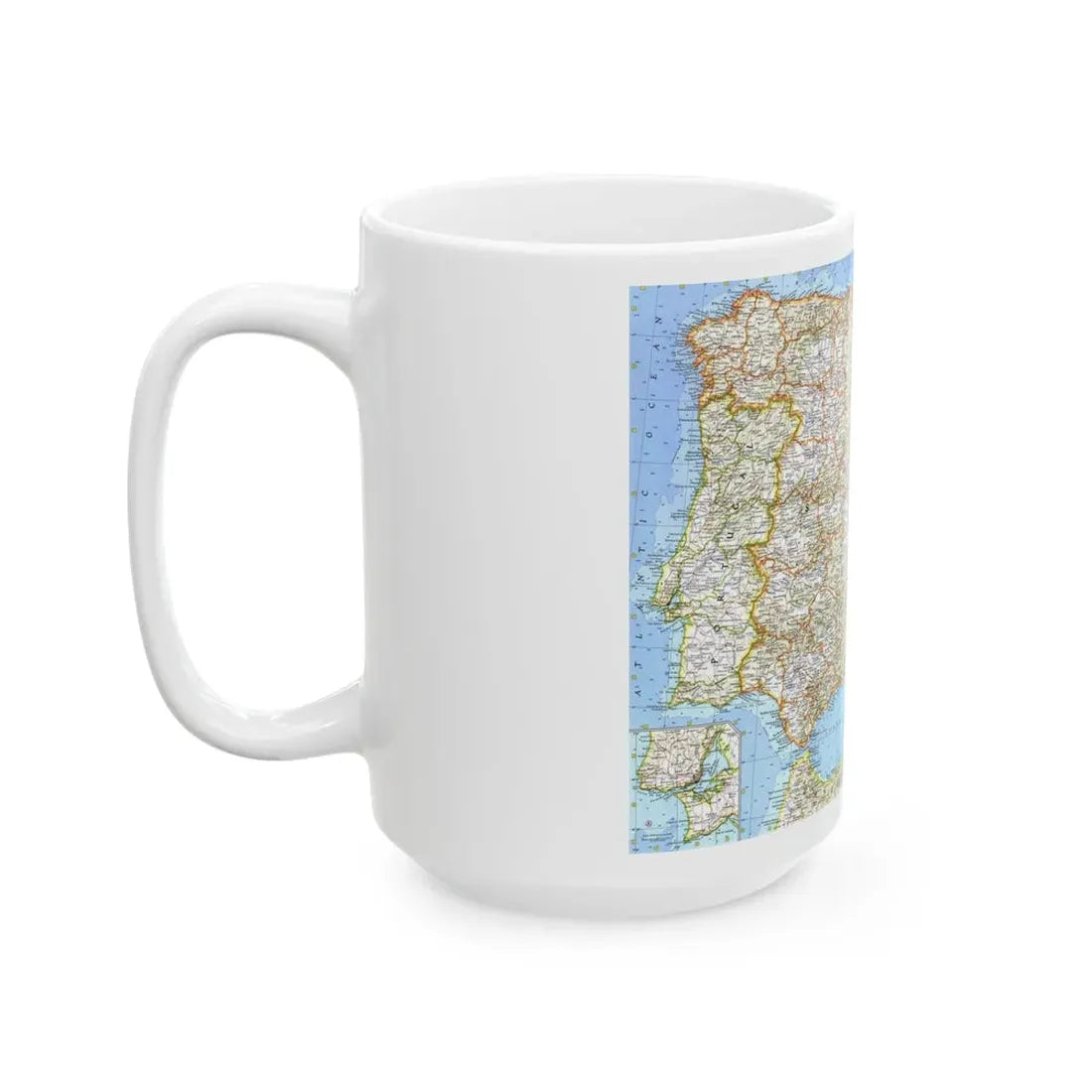 Spain and Portugal (1965) (Map) White Coffee Mug - Go Mug Yourself