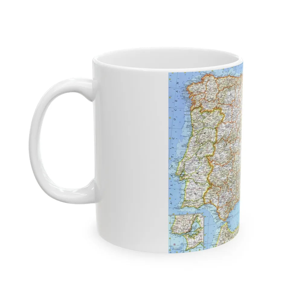 Spain and Portugal (1965) (Map) White Coffee Mug-Go Mug Yourself