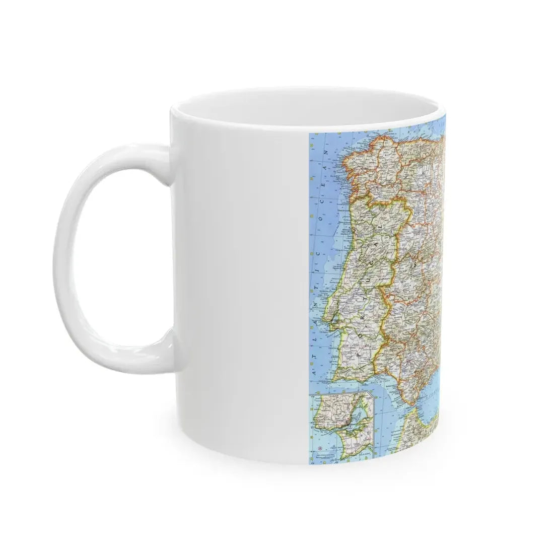 Spain and Portugal (1965) (Map) White Coffee Mug - Go Mug Yourself