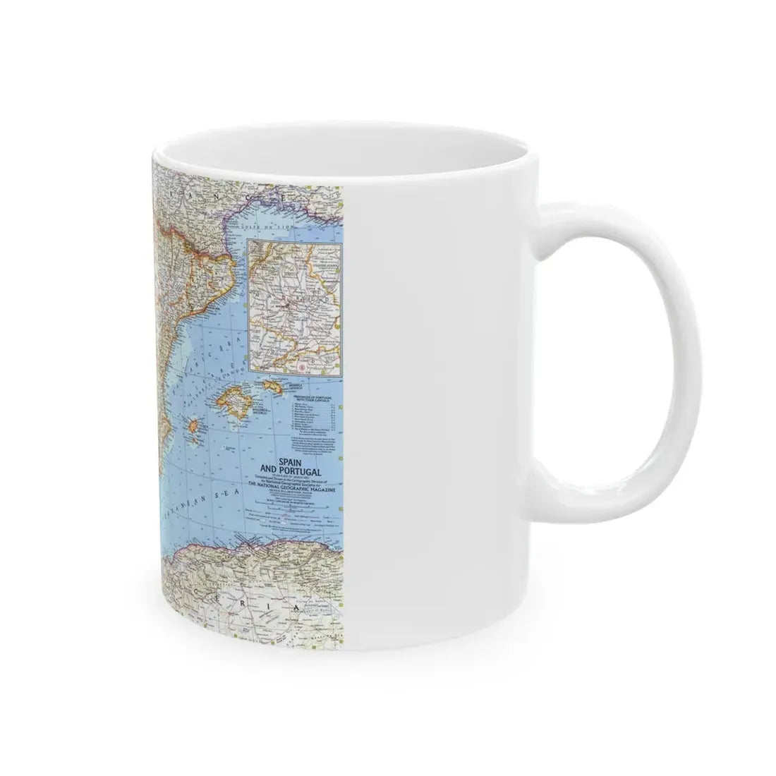Spain and Portugal (1965) (Map) White Coffee Mug - Go Mug Yourself