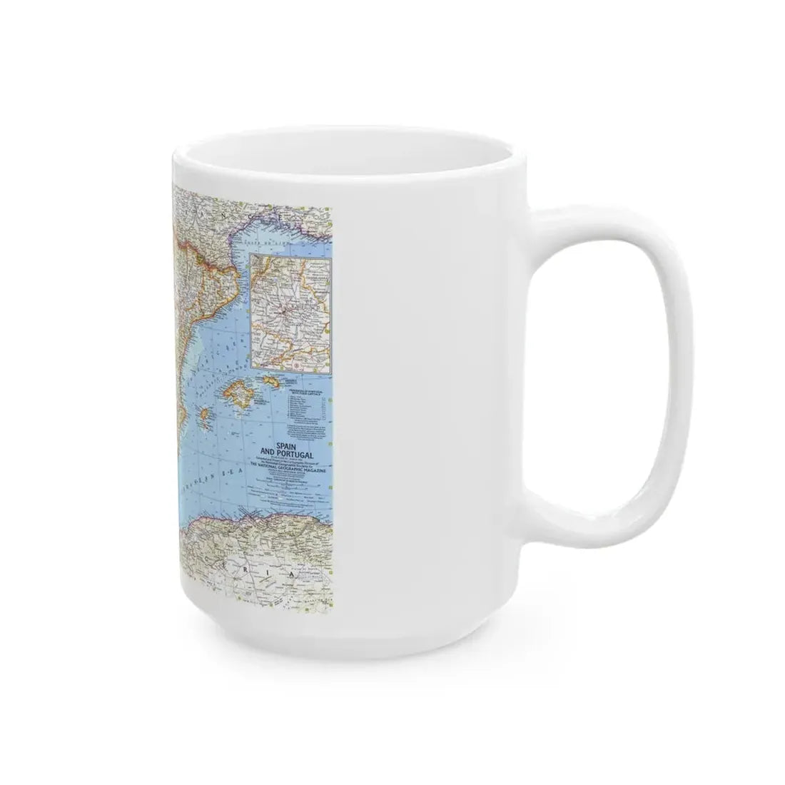 Spain and Portugal (1965) (Map) White Coffee Mug - Go Mug Yourself