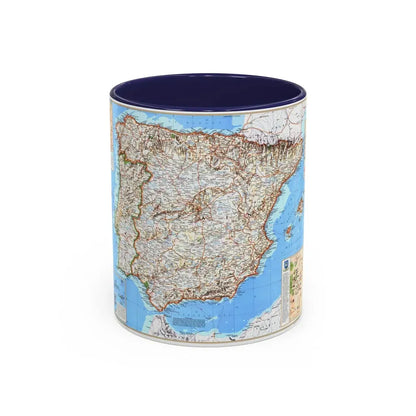 Spain and Portugal (1998) (Map) Accent Coffee Mug 11oz Navy - Go Mug Yourself