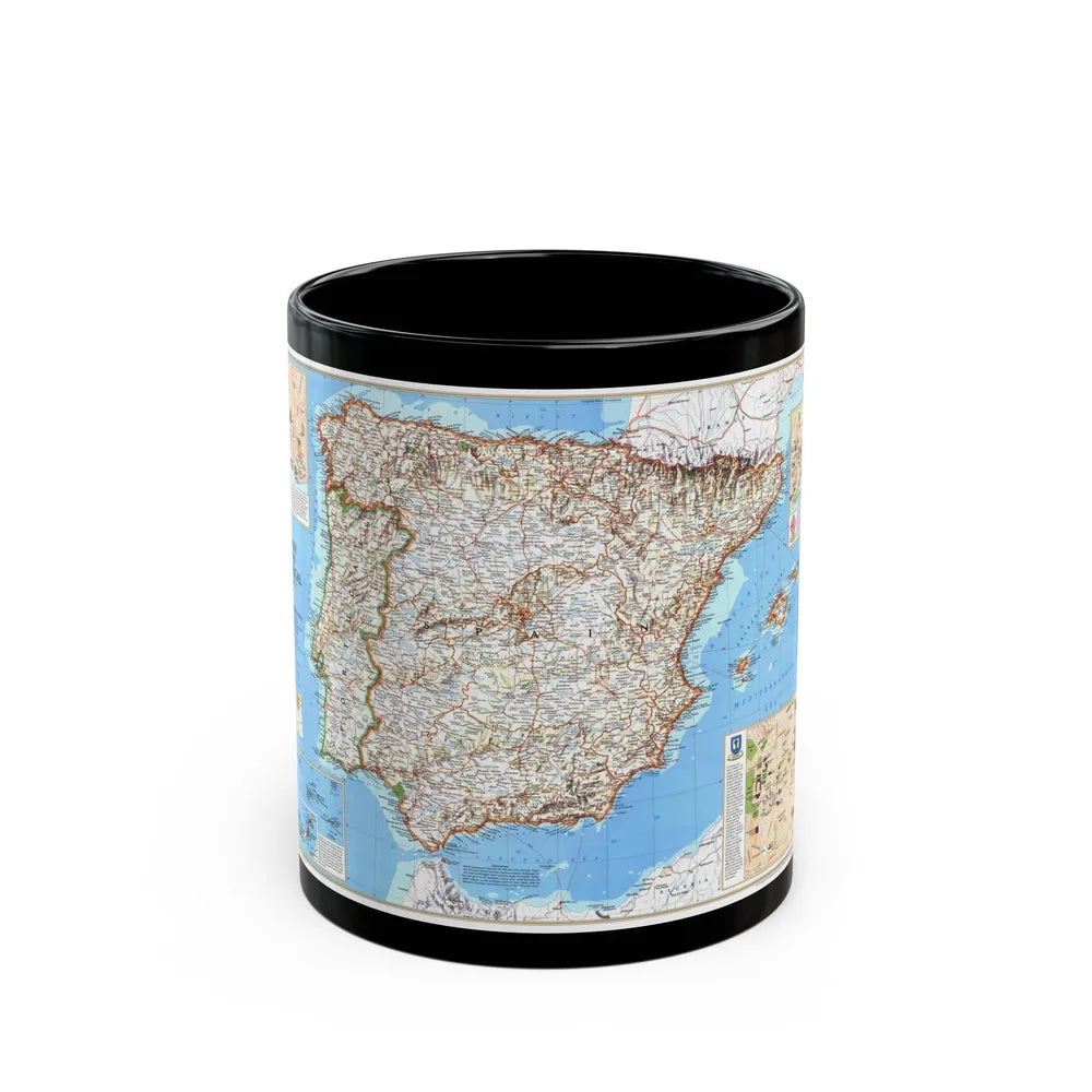 Spain and Portugal (1998) (Map) Black Coffee Mug-11oz-Go Mug Yourself