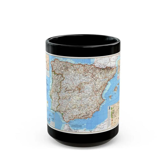 Spain and Portugal (1998) (Map) Black Coffee Mug 15oz - Go Mug Yourself