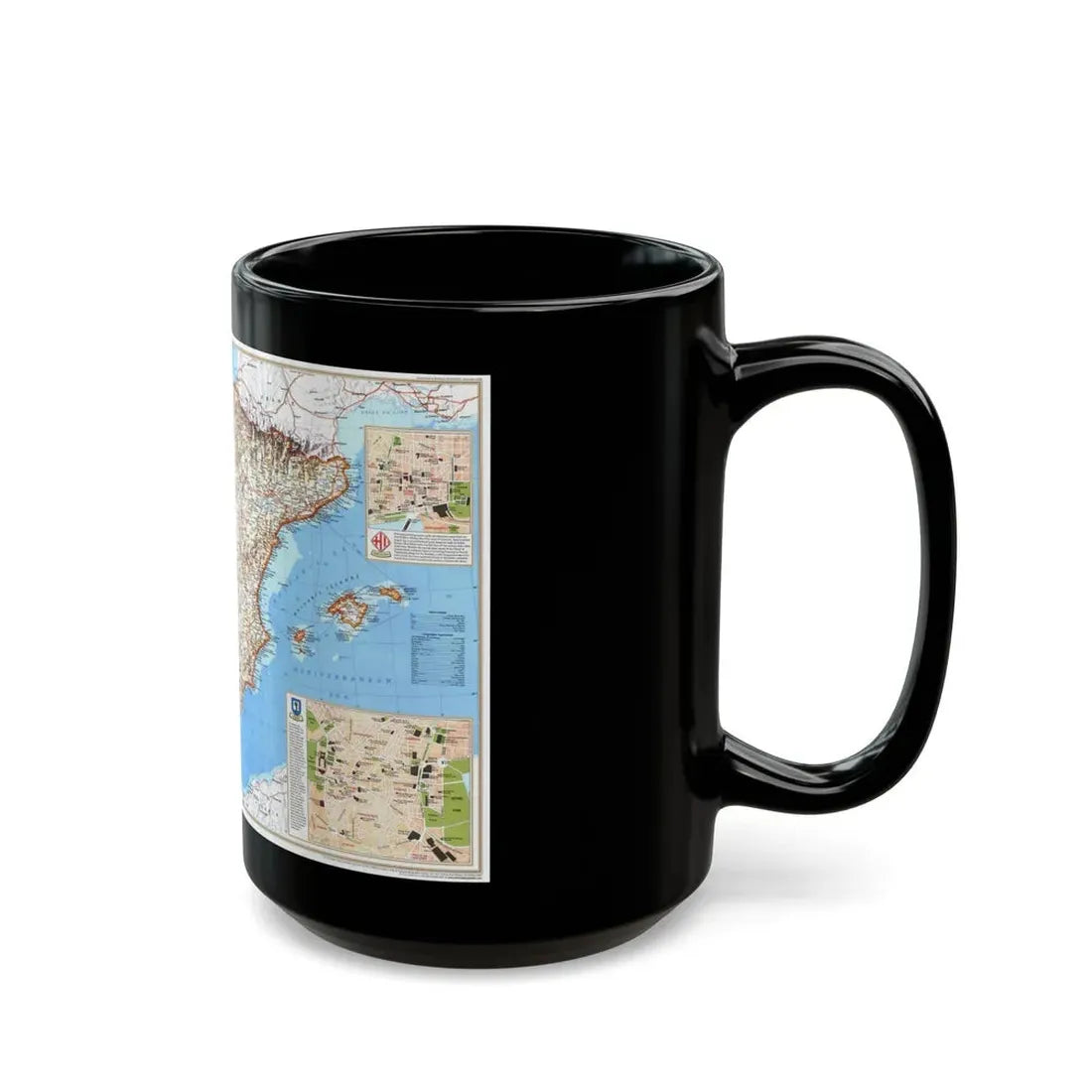 Spain and Portugal (1998) (Map) Black Coffee Mug - Go Mug Yourself