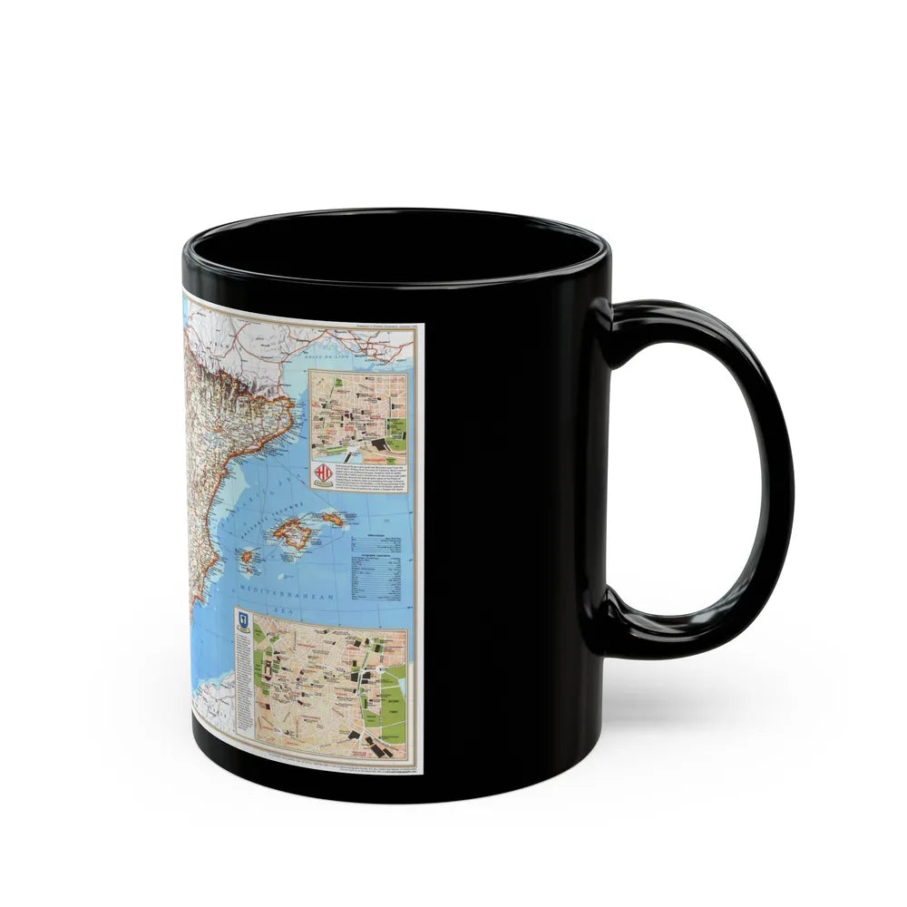 Spain and Portugal (1998) (Map) Black Coffee Mug-Go Mug Yourself