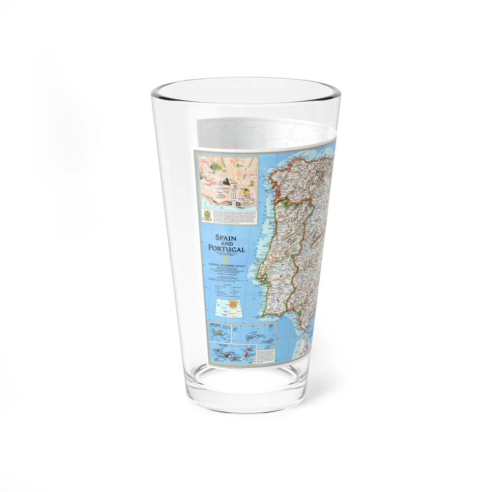 Spain and Portugal (1998) (Map) Pint Glass 16oz-Go Mug Yourself