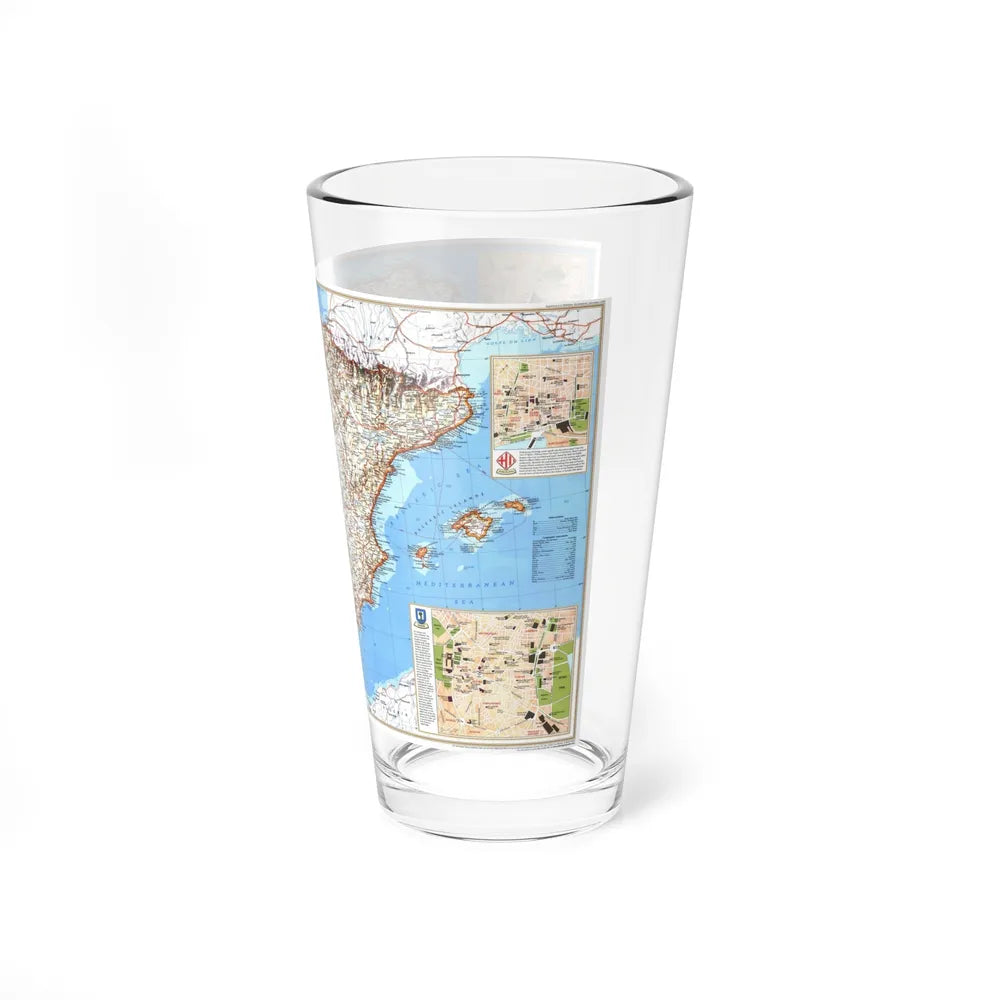 Spain and Portugal (1998) (Map) Pint Glass 16oz-Go Mug Yourself