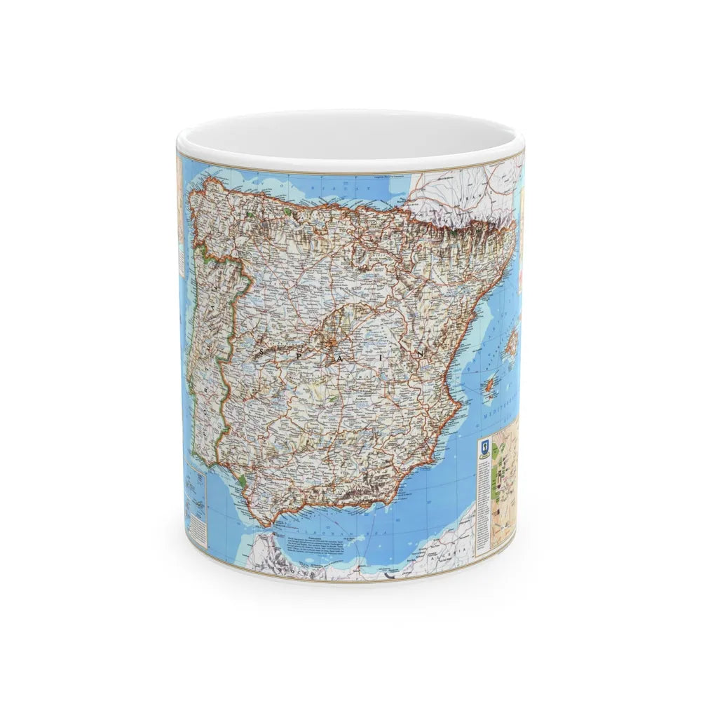 Spain and Portugal (1998) (Map) White Coffee Mug-11oz-Go Mug Yourself