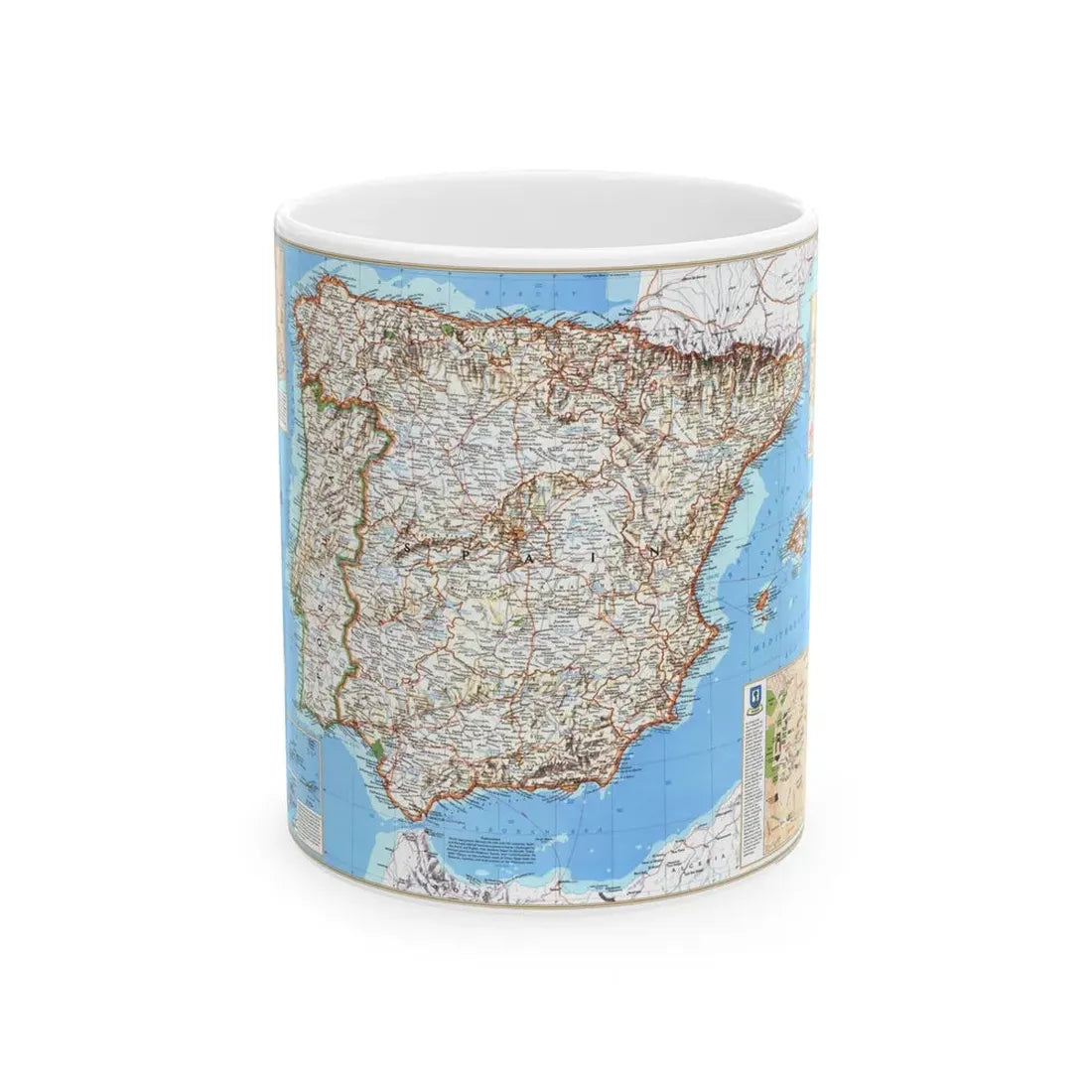 Spain and Portugal (1998) (Map) White Coffee Mug 11oz - Go Mug Yourself