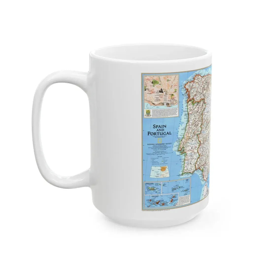 Spain and Portugal (1998) (Map) White Coffee Mug - Go Mug Yourself