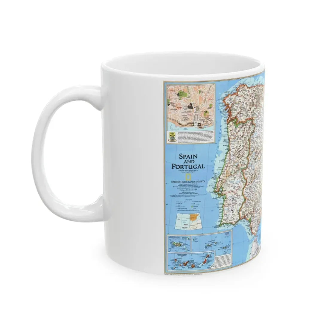 Spain and Portugal (1998) (Map) White Coffee Mug - Go Mug Yourself
