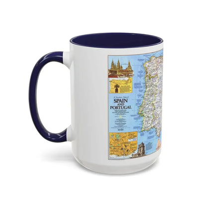 Spain and Portugal - A Traveller's Map 1 (1984) (Map) Accent Coffee Mug - Go Mug Yourself