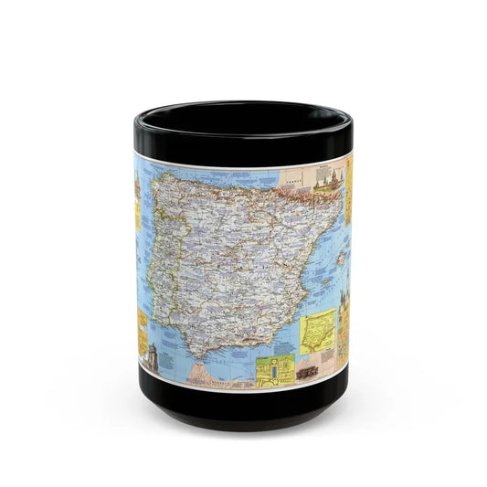 Spain and Portugal - A Traveller's Map 1 (1984) (Map) Black Coffee Mug 15oz - Go Mug Yourself