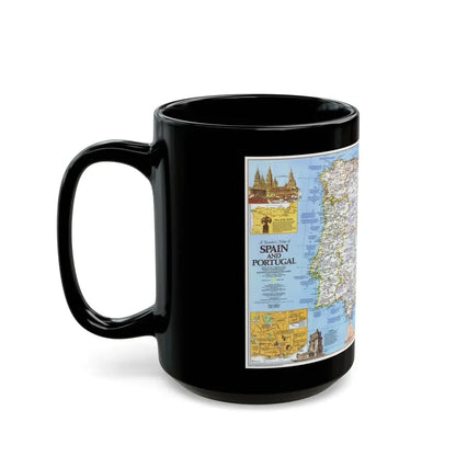 Spain and Portugal - A Traveller's Map 1 (1984) (Map) Black Coffee Mug - Go Mug Yourself