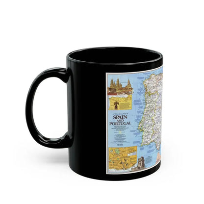 Spain and Portugal - A Traveller's Map 1 (1984) (Map) Black Coffee Mug - Go Mug Yourself