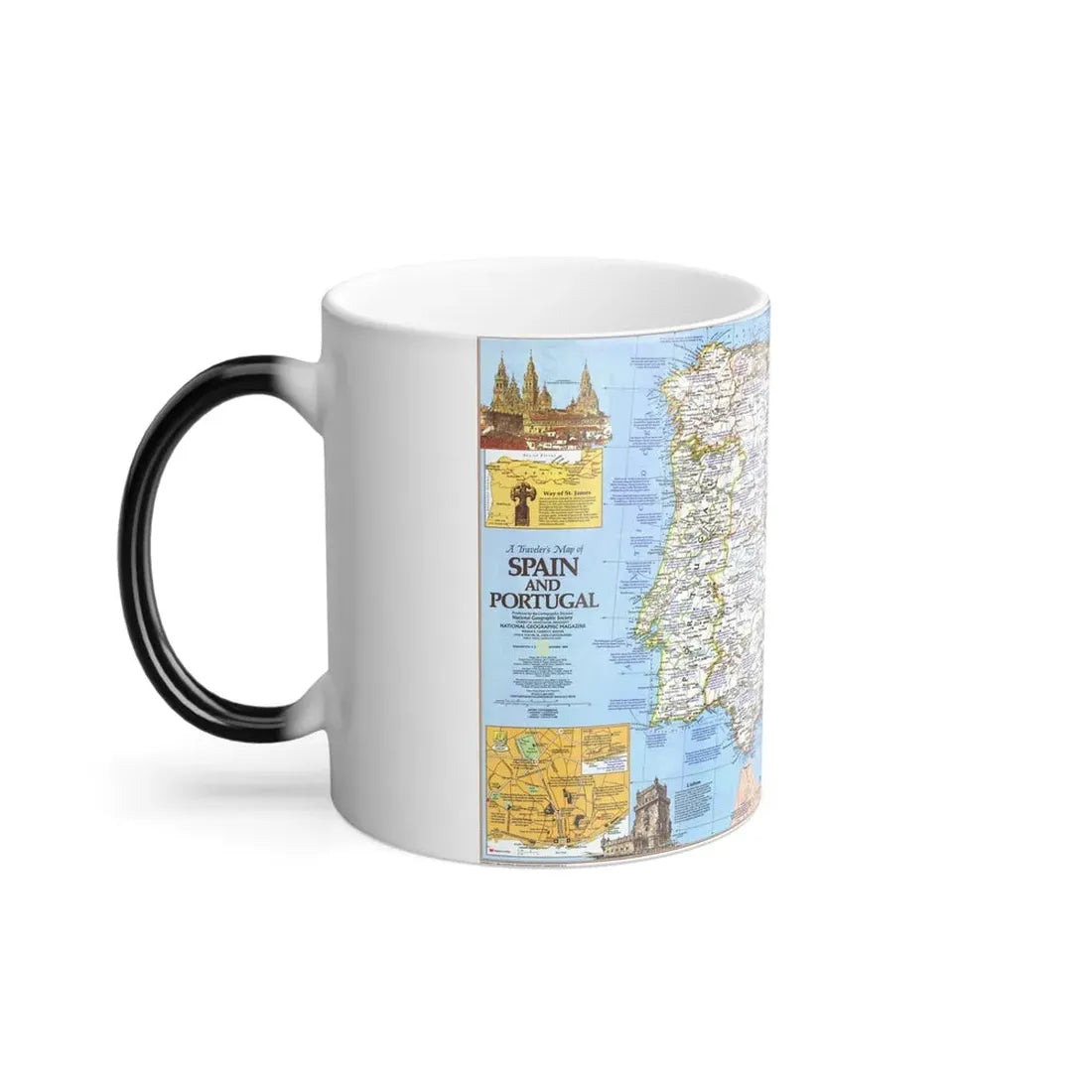 Spain and Portugal - A Traveller's Map 1 (1984) (Map) Color Changing Mug 11oz - Go Mug Yourself