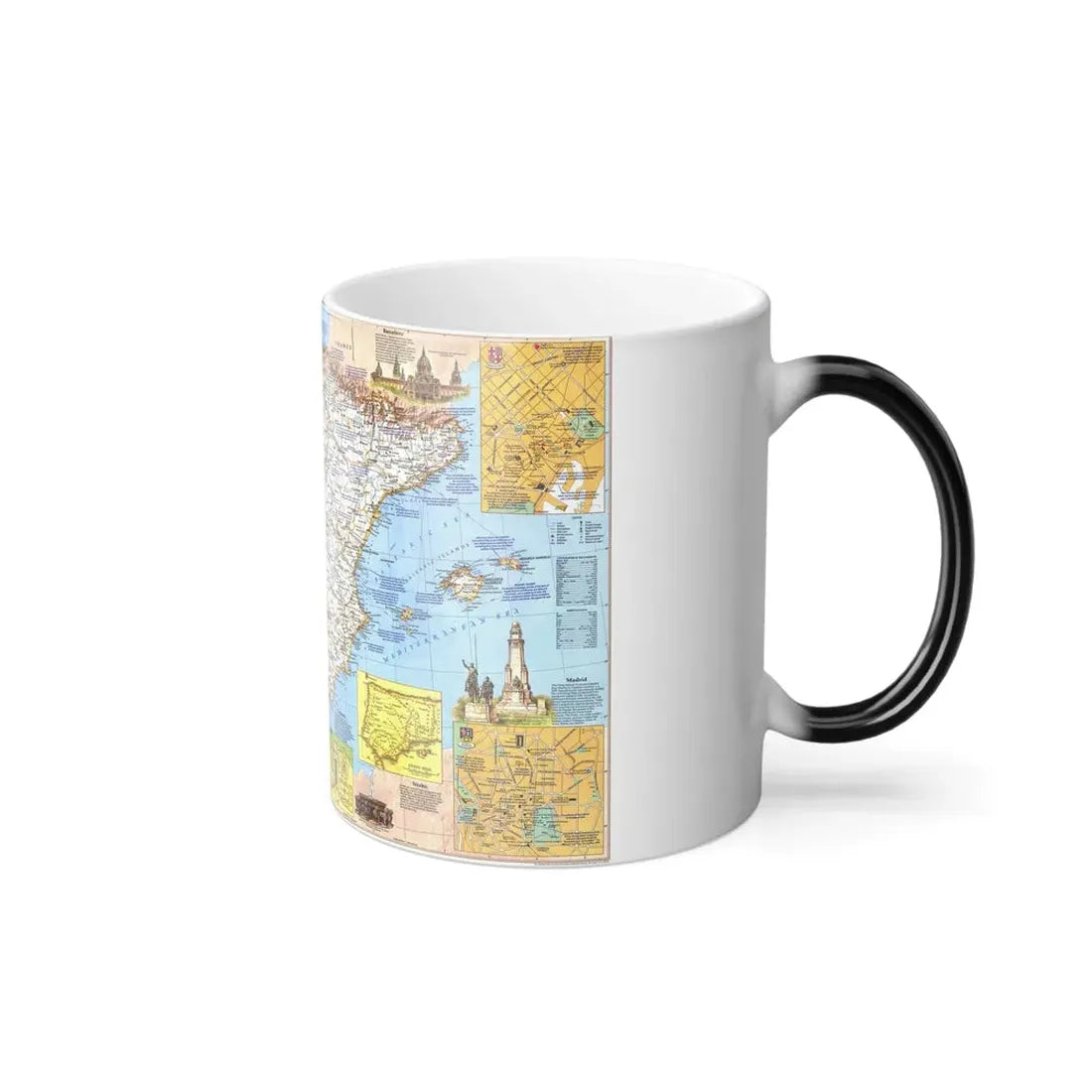 Spain and Portugal - A Traveller's Map 1 (1984) (Map) Color Changing Mug 11oz - Go Mug Yourself