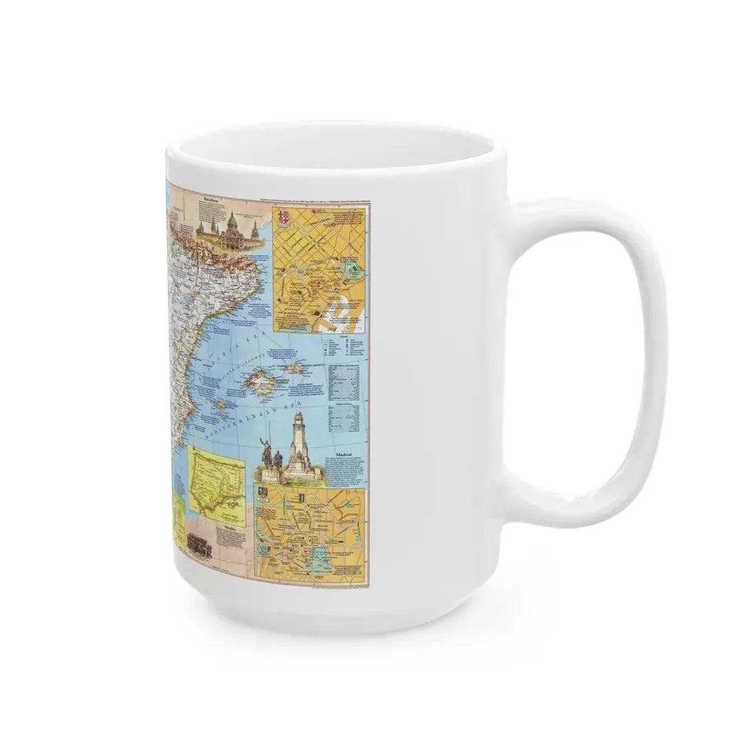 Spain and Portugal - A Traveller's Map 1 (1984) (Map) White Coffee Mug - Go Mug Yourself