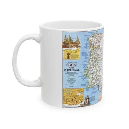 Spain and Portugal - A Traveller's Map 1 (1984) (Map) White Coffee Mug - Go Mug Yourself