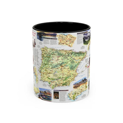 Spain and Portugal - A Traveller's Map (1998) (Map) Accent Coffee Mug 11oz Black - Go Mug Yourself