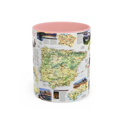 Spain and Portugal - A Traveller's Map (1998) (Map) Accent Coffee Mug 11oz Pink - Go Mug Yourself