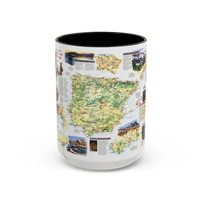 Spain and Portugal - A Traveller's Map (1998) (Map) Accent Coffee Mug 15oz Black - Go Mug Yourself