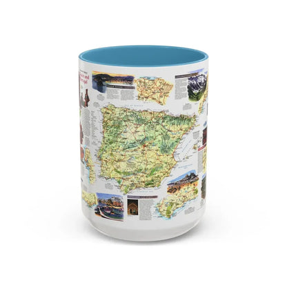 Spain and Portugal - A Traveller's Map (1998) (Map) Accent Coffee Mug 15oz Light Blue - Go Mug Yourself