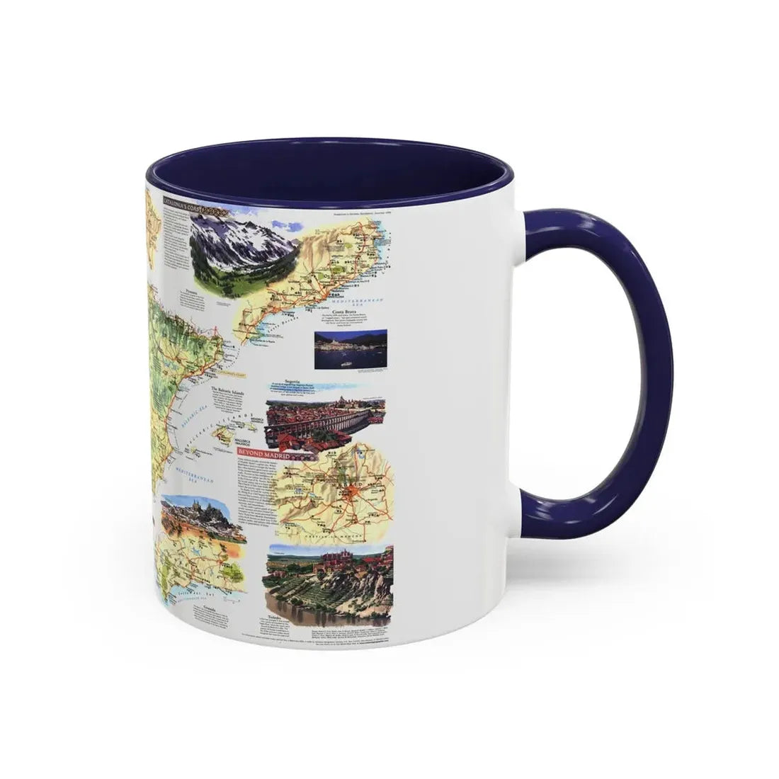 Spain and Portugal - A Traveller's Map (1998) (Map) Accent Coffee Mug - Go Mug Yourself