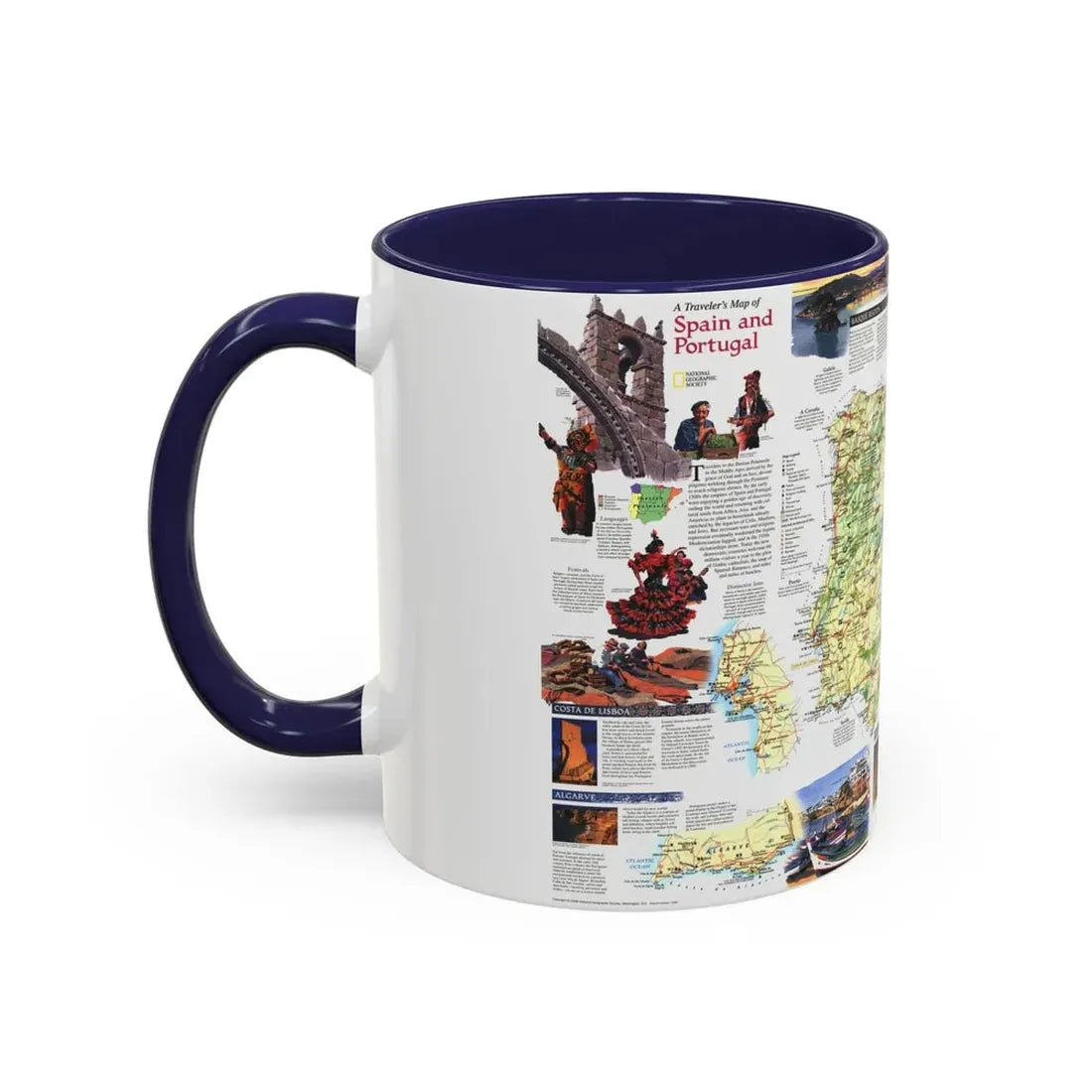 Spain and Portugal - A Traveller's Map (1998) (Map) Accent Coffee Mug - Go Mug Yourself