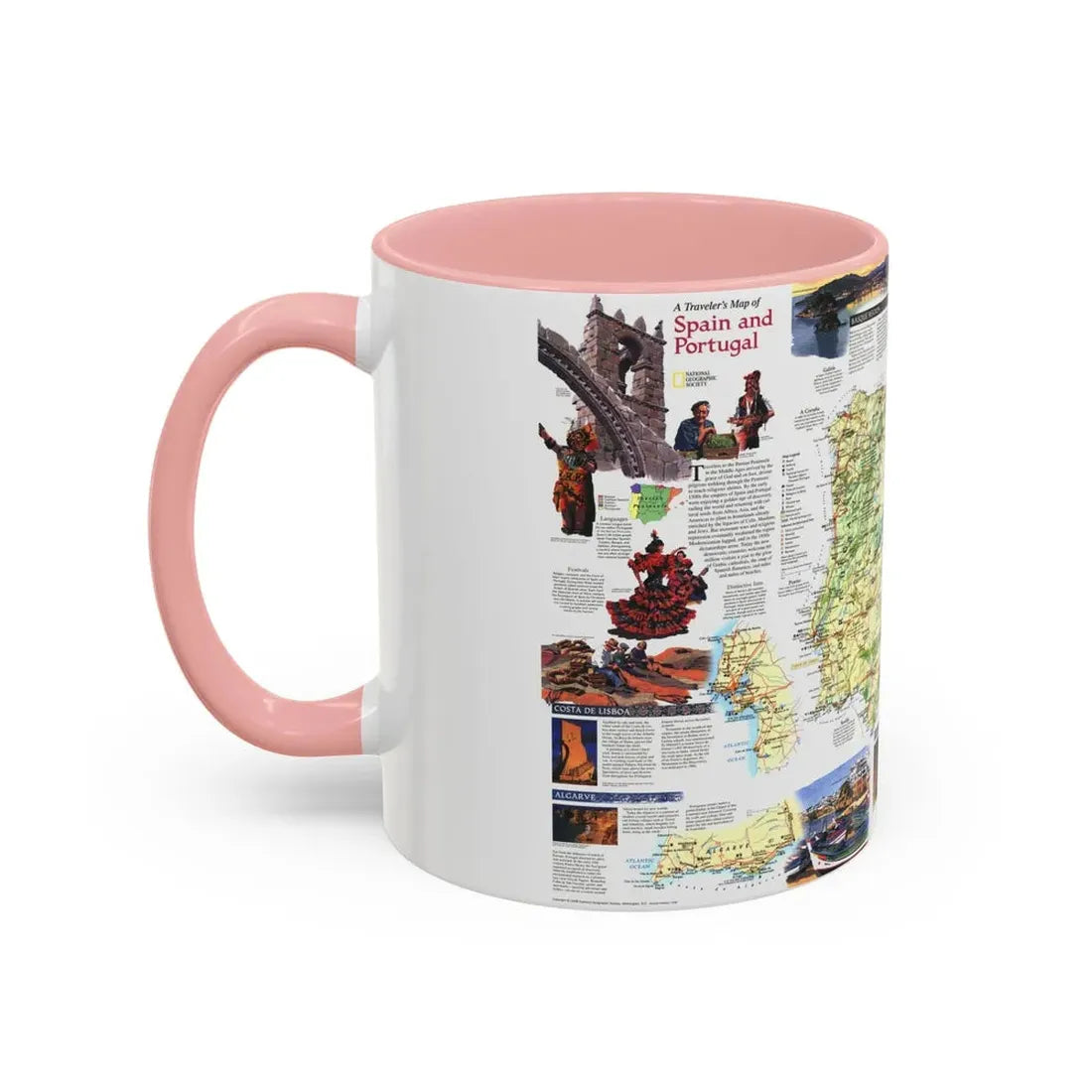 Spain and Portugal - A Traveller's Map (1998) (Map) Accent Coffee Mug - Go Mug Yourself