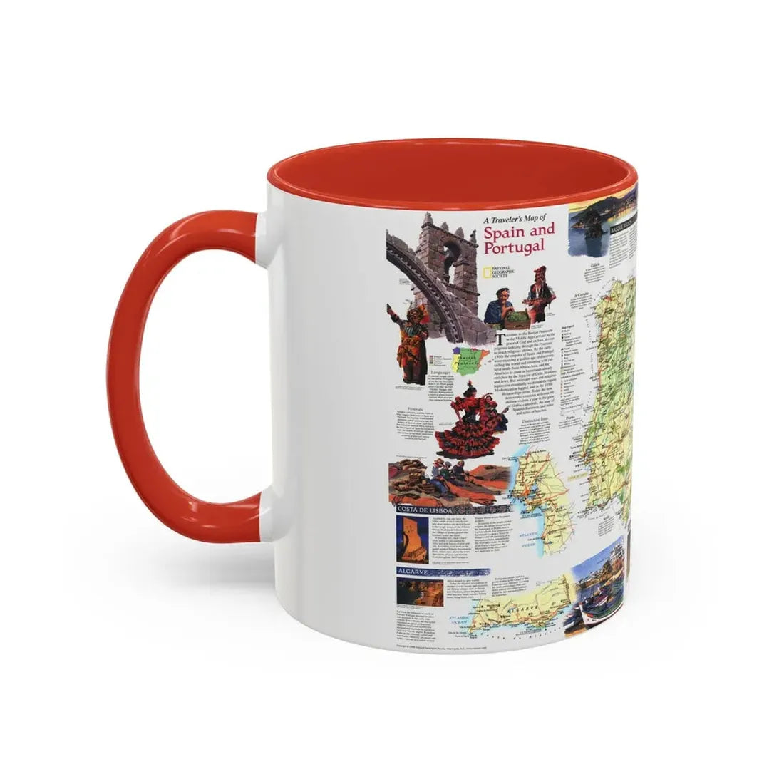 Spain and Portugal - A Traveller's Map (1998) (Map) Accent Coffee Mug - Go Mug Yourself