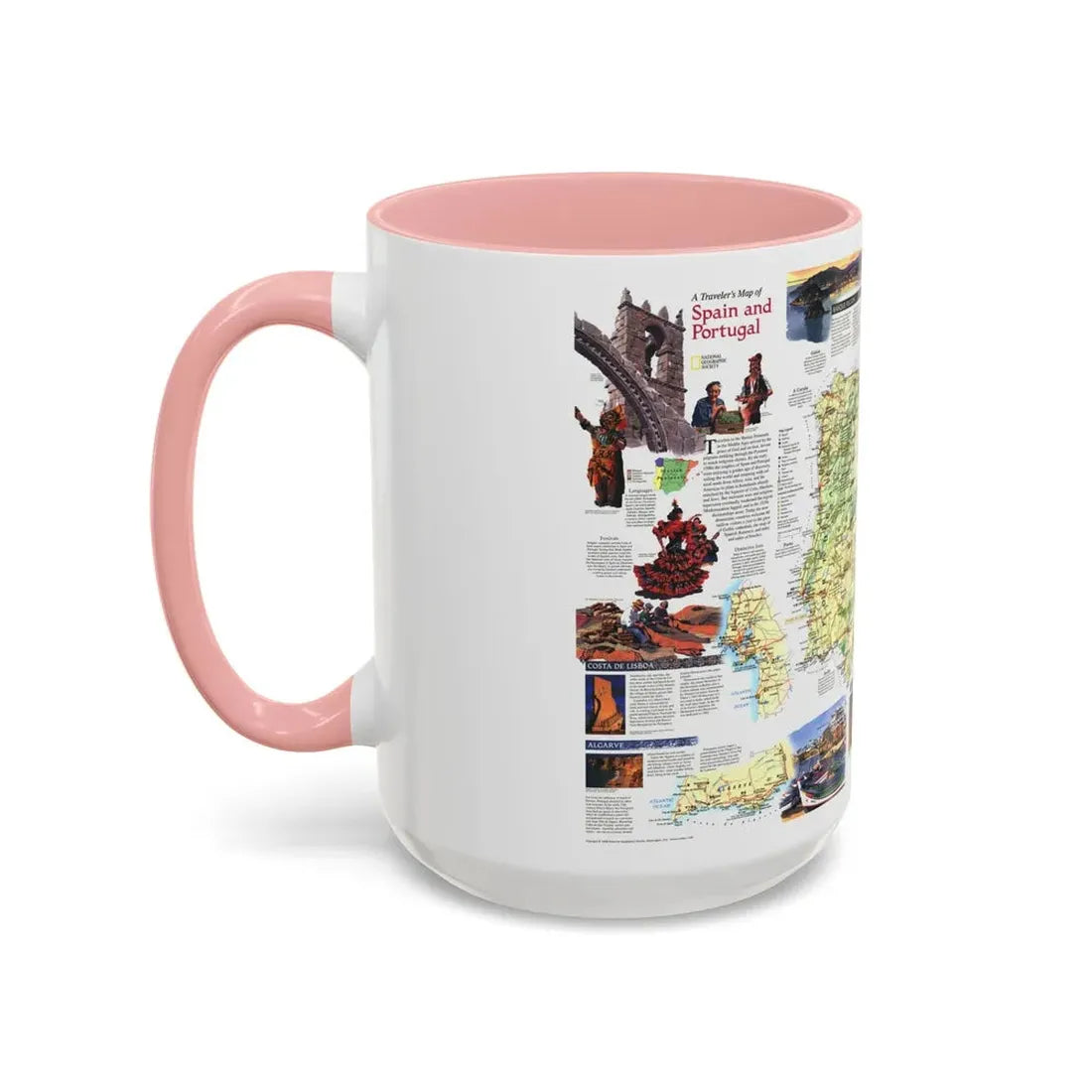 Spain and Portugal - A Traveller's Map (1998) (Map) Accent Coffee Mug - Go Mug Yourself